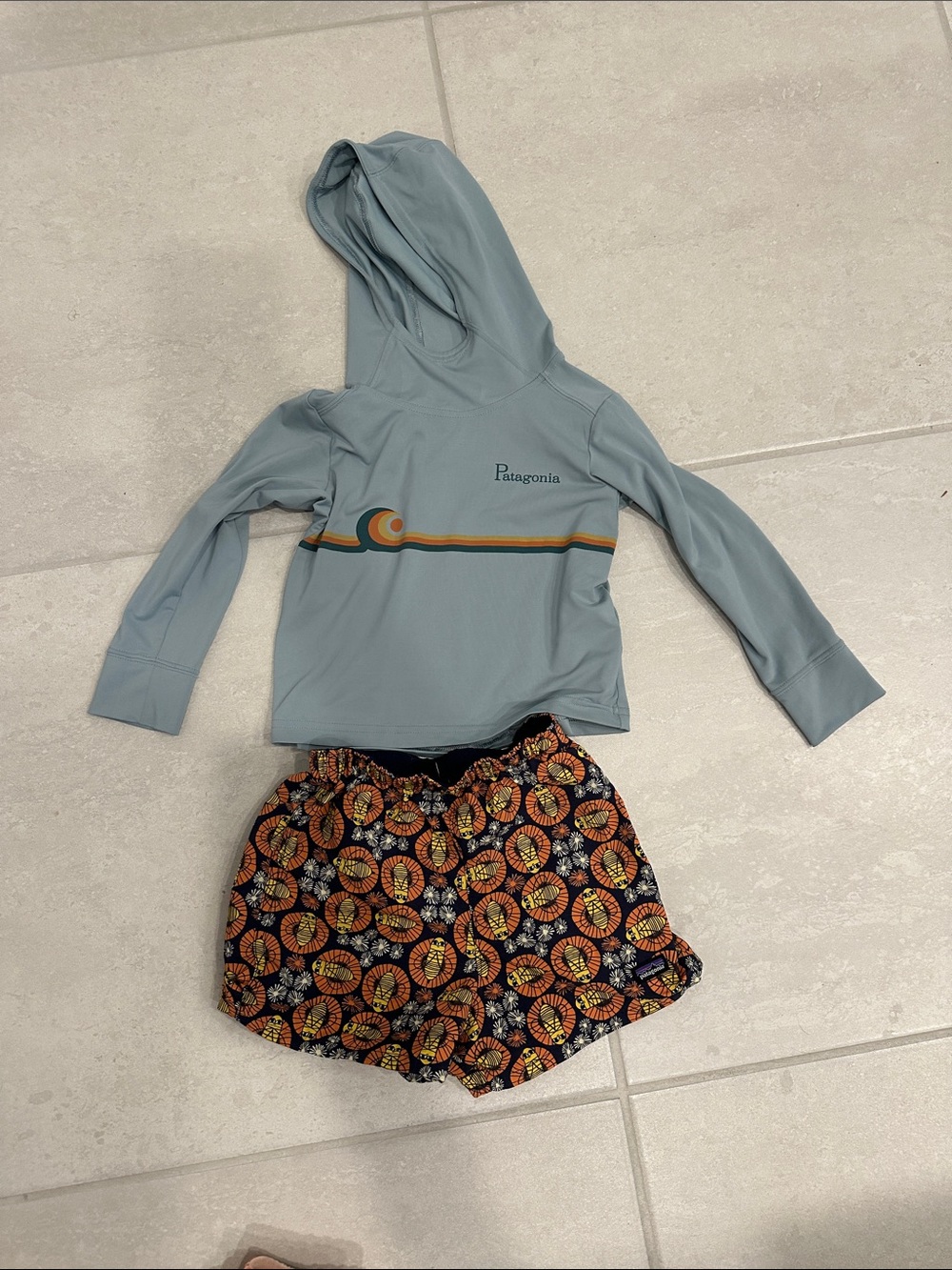 Patagonia Kids' Hooded Rash Guard and shorts set  -